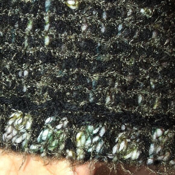 Tweeds M Wool Blend Olive Green Teal Gray White Boucle Chunky Knit Cardigan - Picture 11 of 15